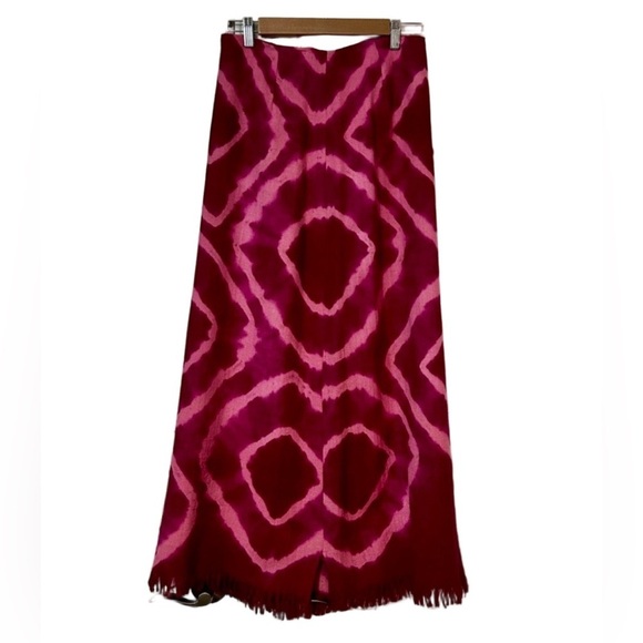Jade Dresses & Skirts - Jade Hot Pink Tie Dye Fringe Hem Skirt Size M Wool Lined